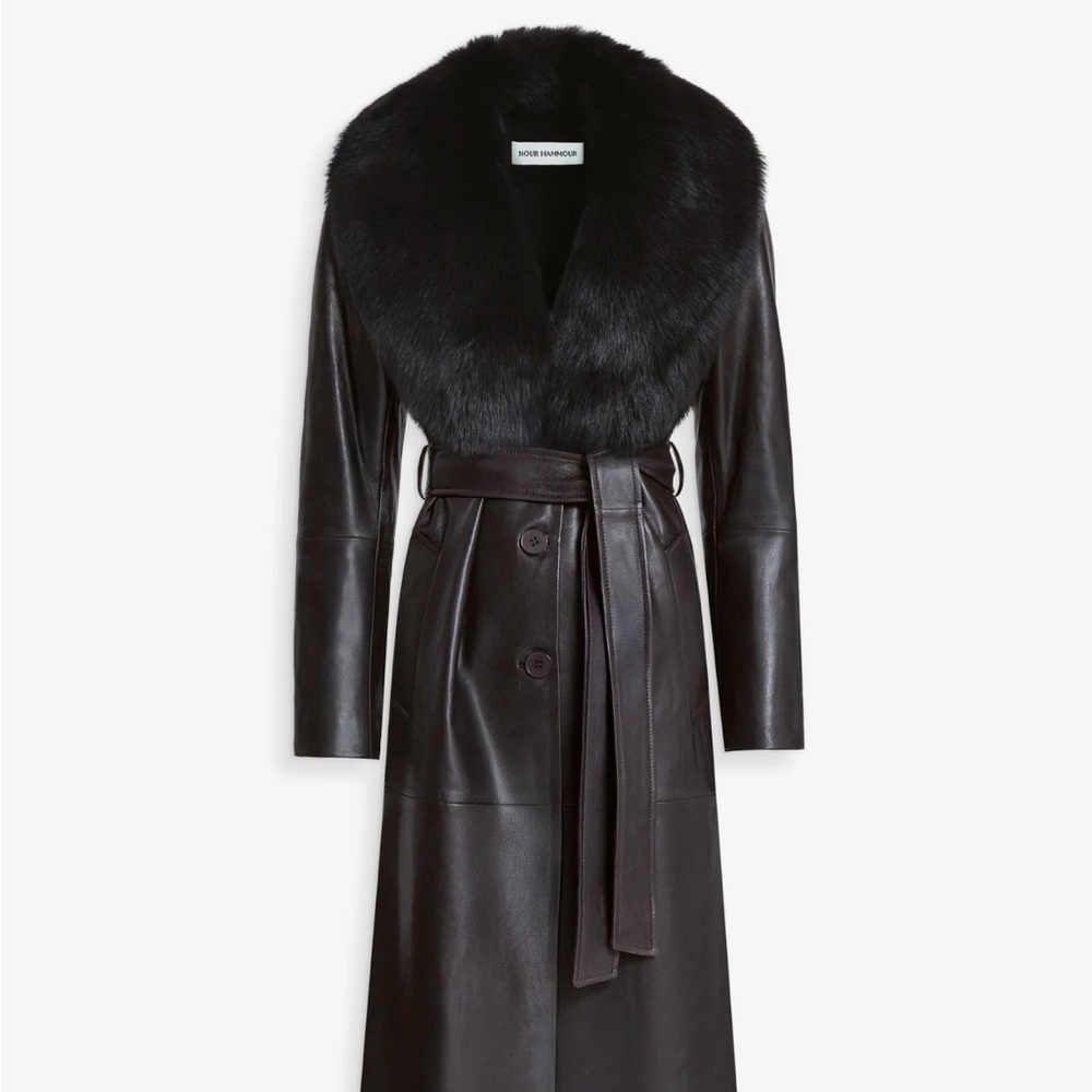 Nour Hammour Dakota Glamorous Leather Coat